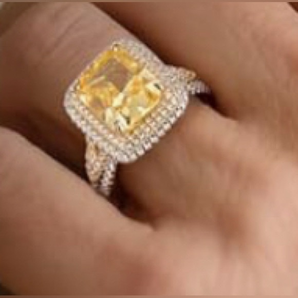 Gorgeous Huge 14KT Gold vermeil Citrine Sapphire cocktail Ring Size 7 - Picture 3 of 4